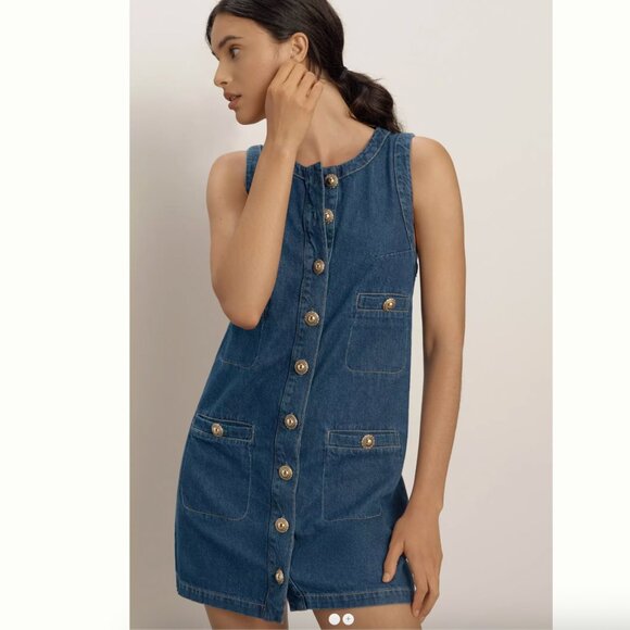 Reformation Tropez Denim Mini Dress (sz 4) - Picture 3 of 9